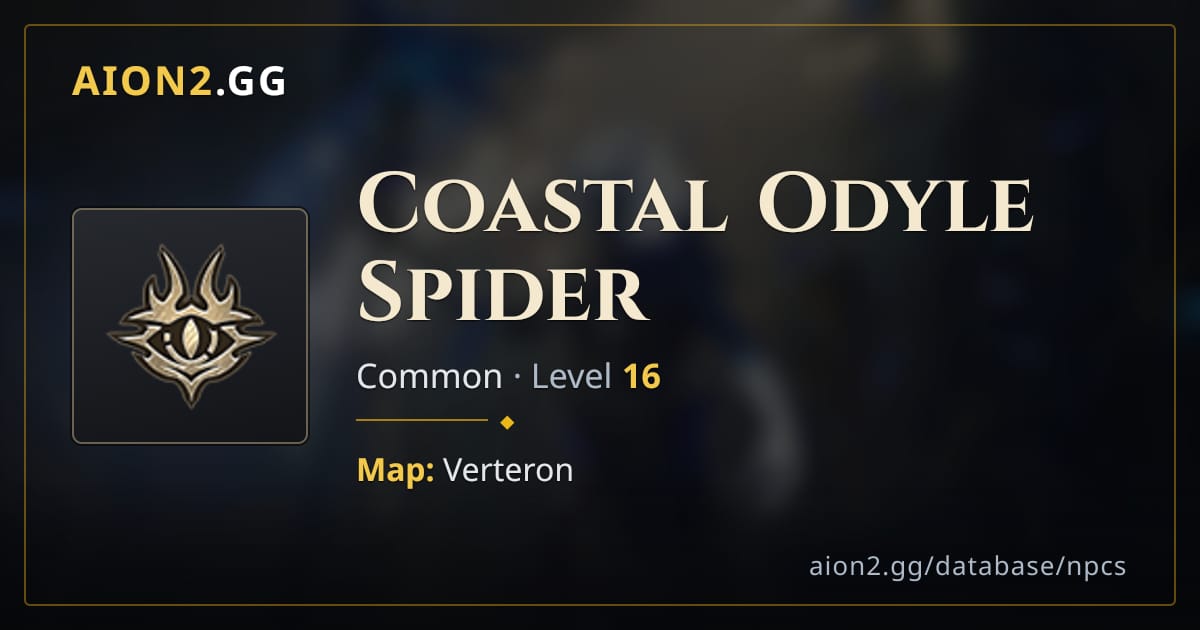 Coastal Odyle Spider — Aion 2 Monster — Level 16 | Aion2.gg